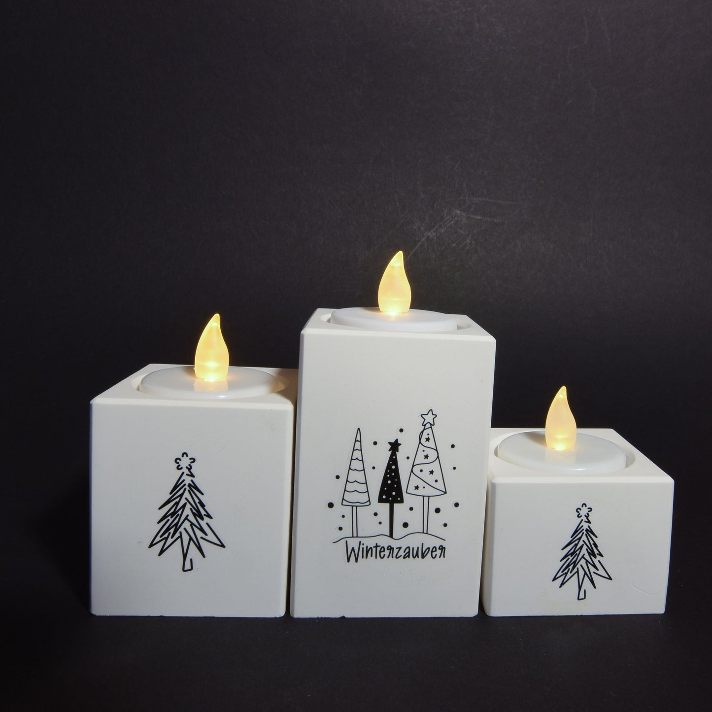 Teelichthalter 3er Set - Winter