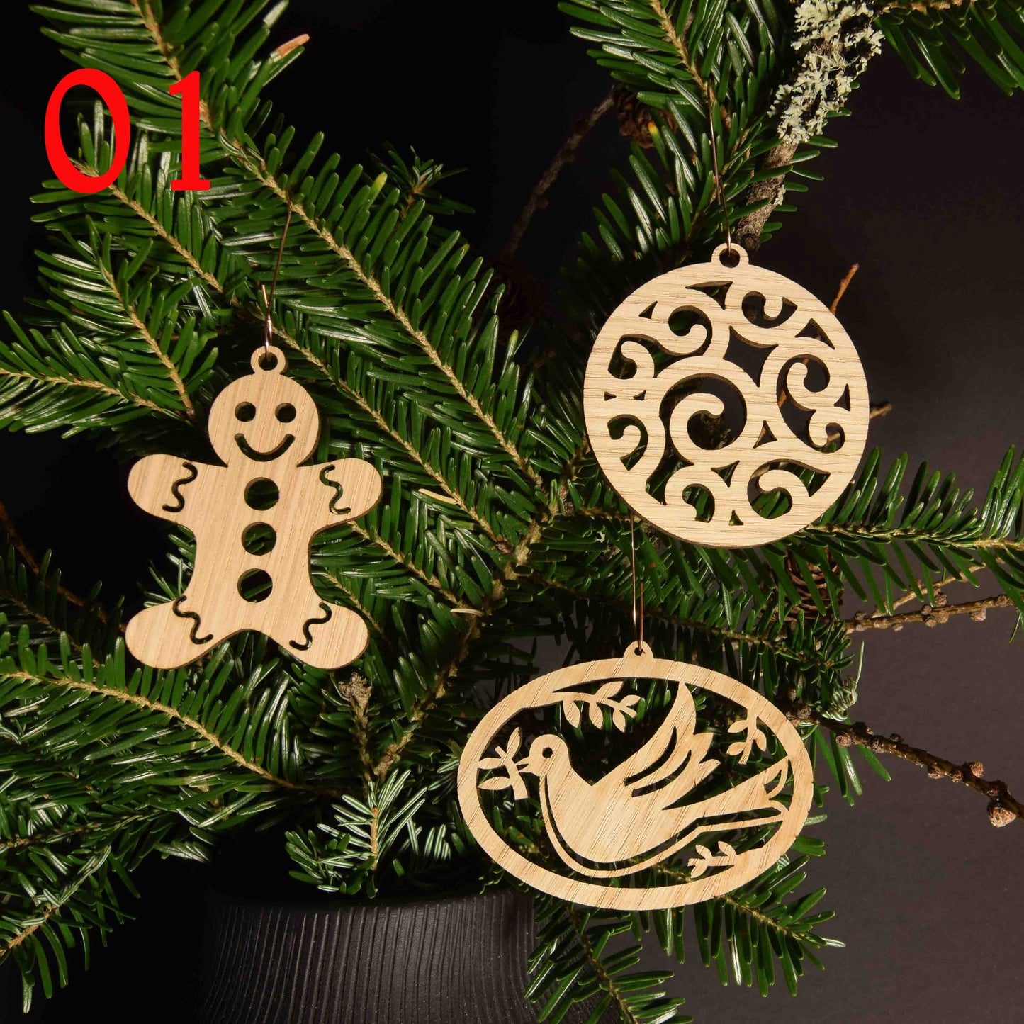 3er Set Christbaum oder Geschenkanhänger