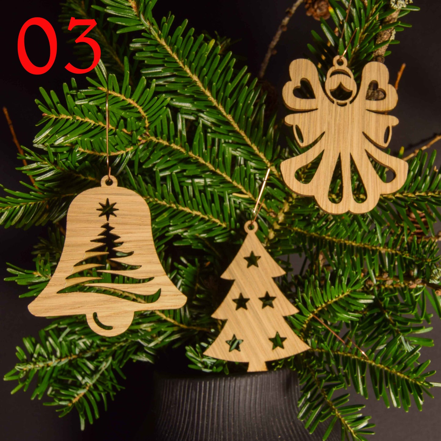 3er Set Christbaum oder Geschenkanhänger