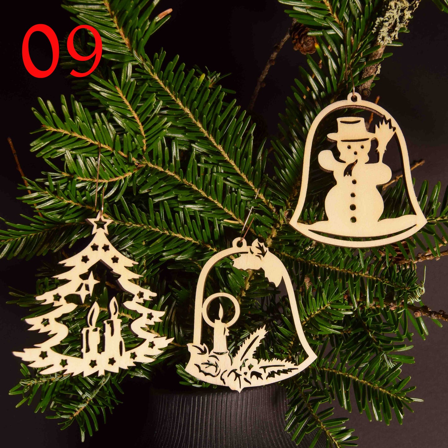 3er Set Christbaum oder Geschenkanhänger