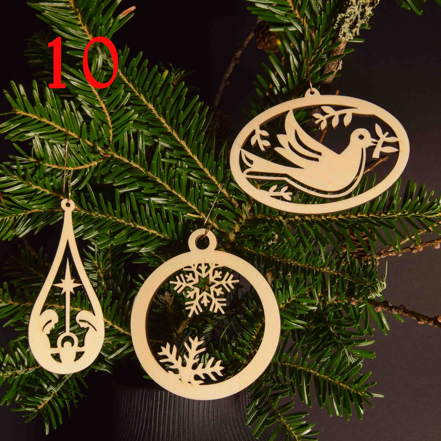 3er Set Christbaum oder Geschenkanhänger