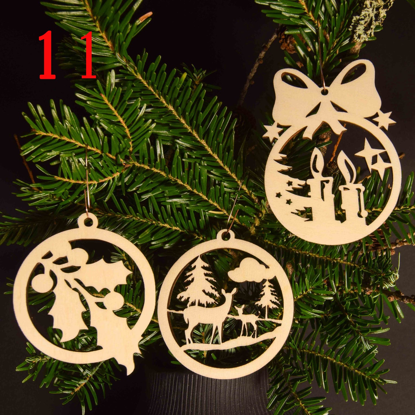 3er Set Christbaum oder Geschenkanhänger