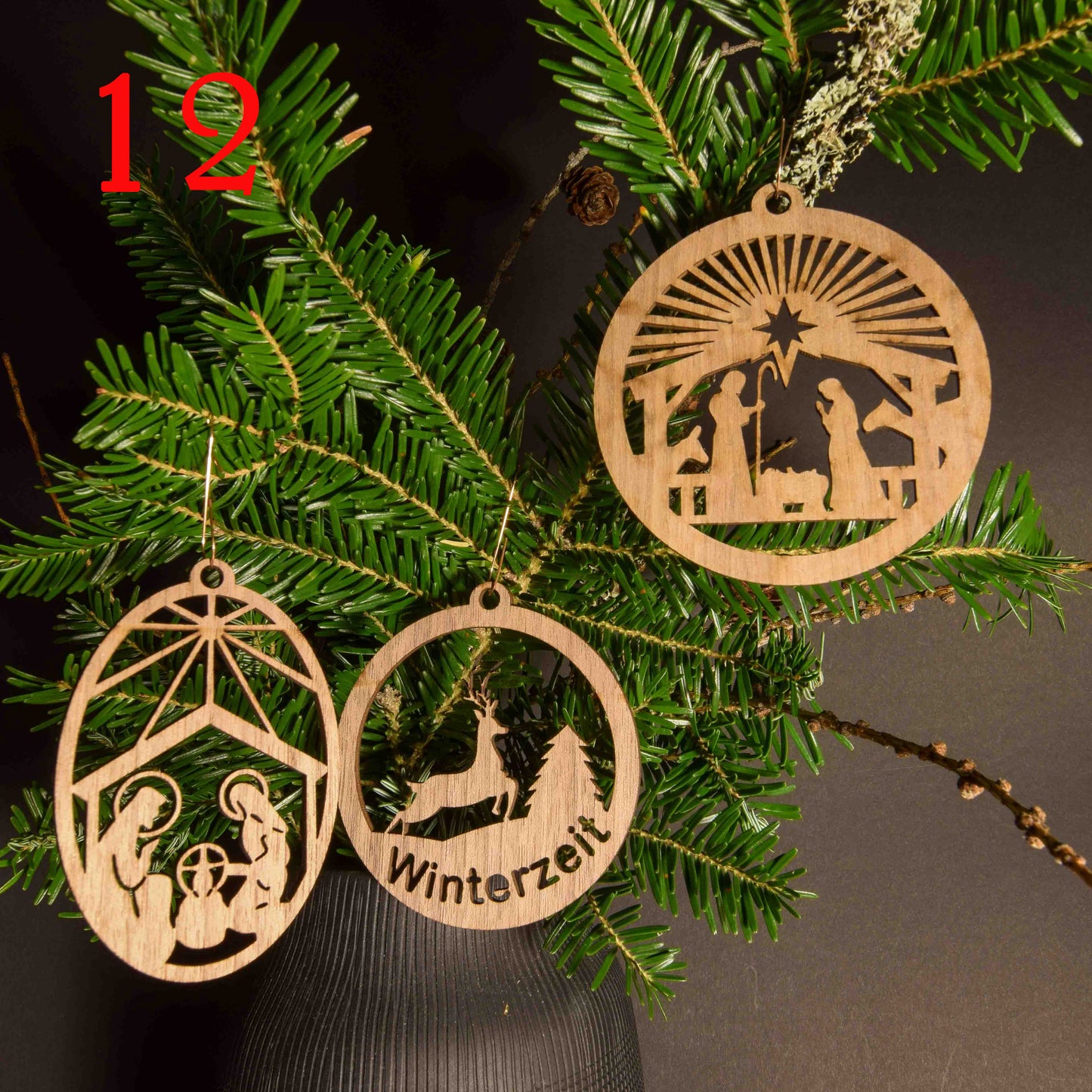 3er Set Christbaum oder Geschenkanhänger