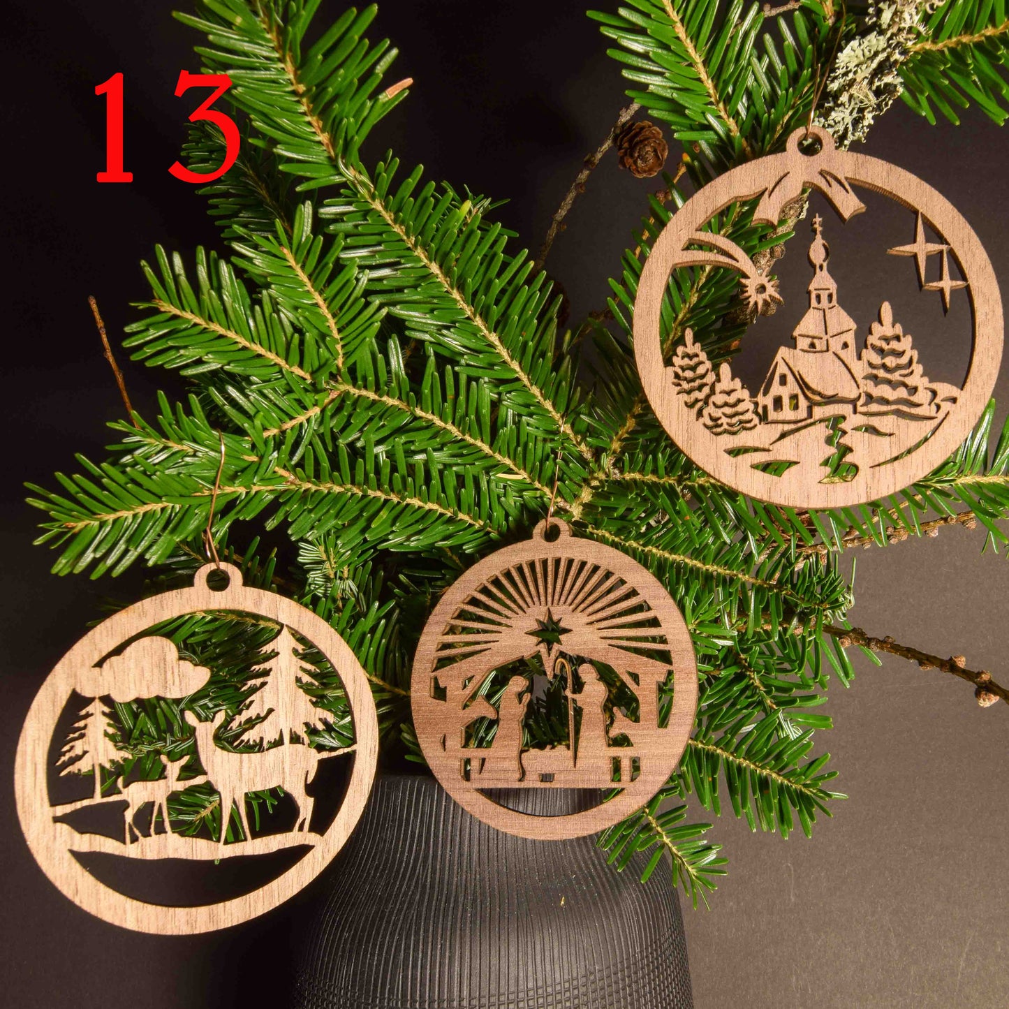 3er Set Christbaum oder Geschenkanhänger