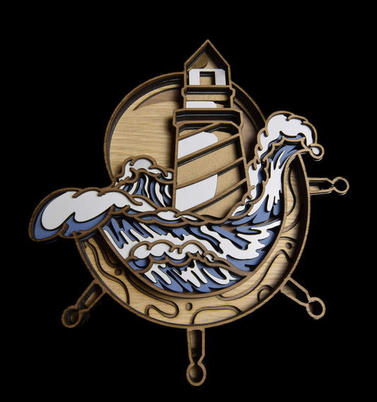 Multilayer Leuchtturm auf Steuerrad